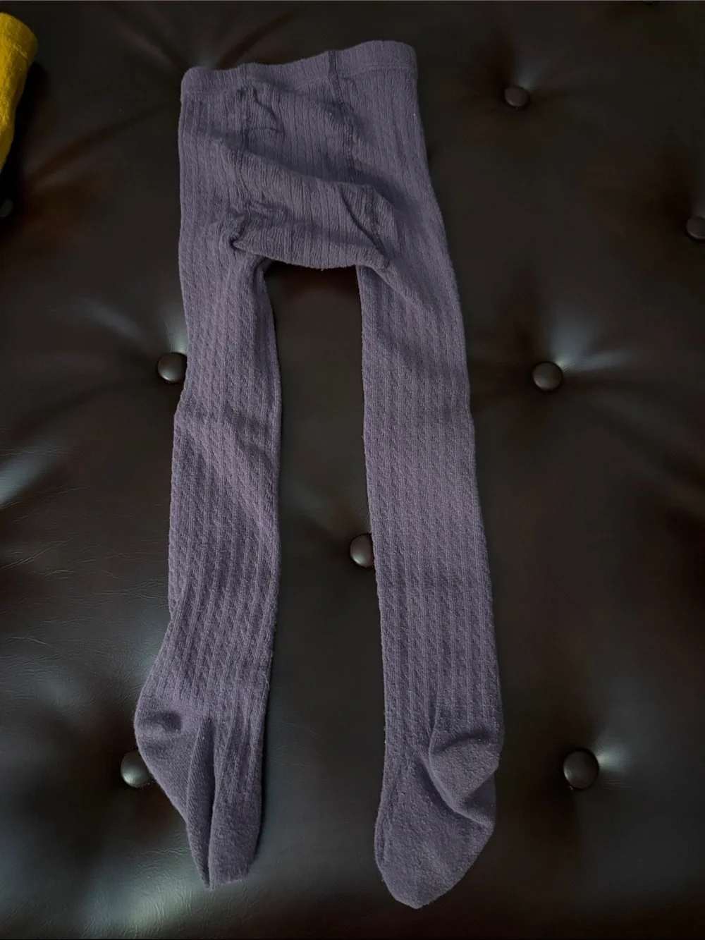Toddler Girls Ribbed Tights in Mustard and Lavender